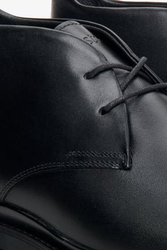 Schwarze Herren-Lederschuhe Estro – Nahaufnahme der Details.