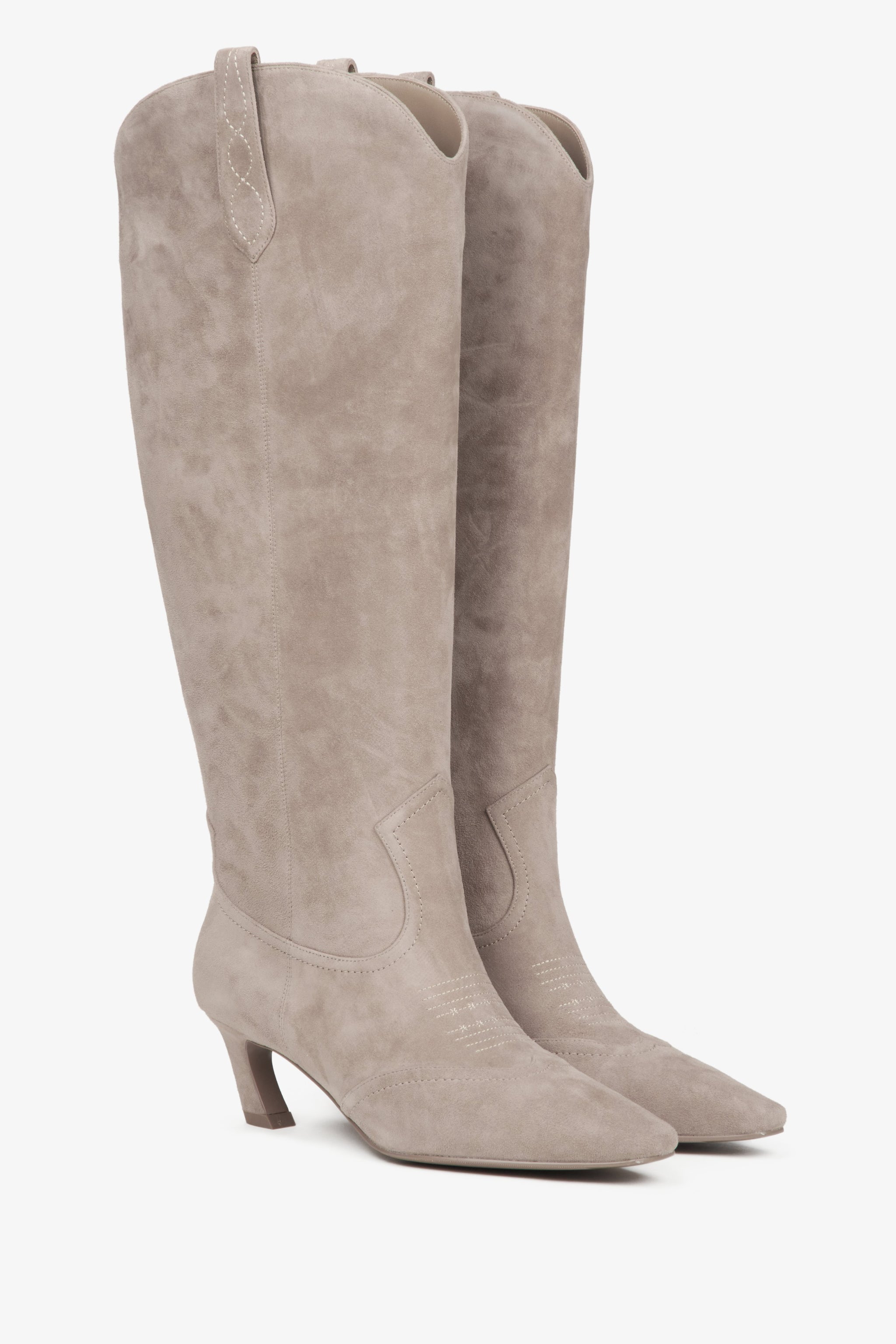Damen-Cowboystiefel aus beigem Wildleder mit hohem Schaft Estro ER00116173