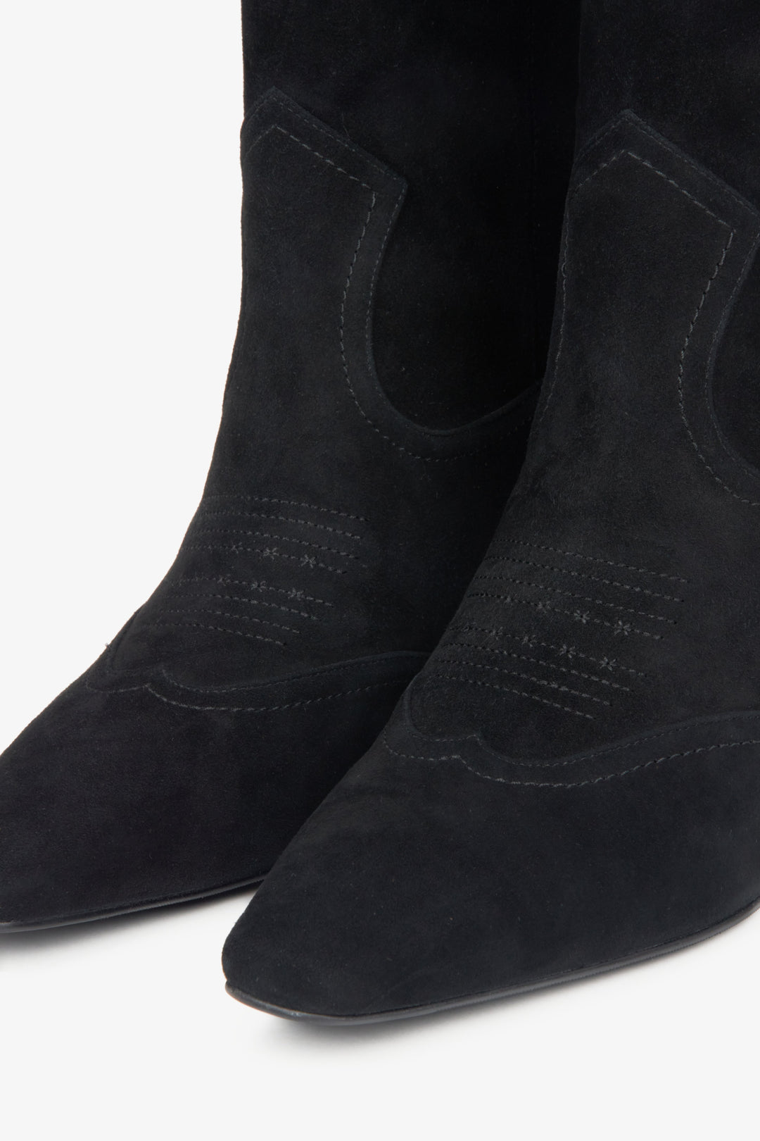 Schwarze Damen-Cowboystiefel mit textiler Fütterung und Western-Stil Estro ER00116168