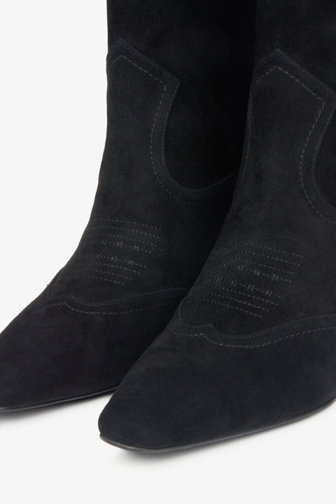 Schwarze Damen-Cowboystiefel mit textiler Fütterung und Western-Stil Estro ER00116168