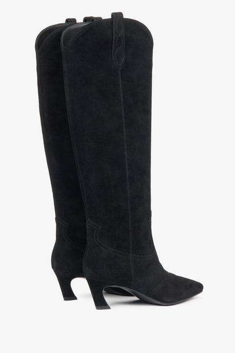 Klassische Cowboystiefel für Damen aus echtem Wildleder in Schwarz Estro ER00116168