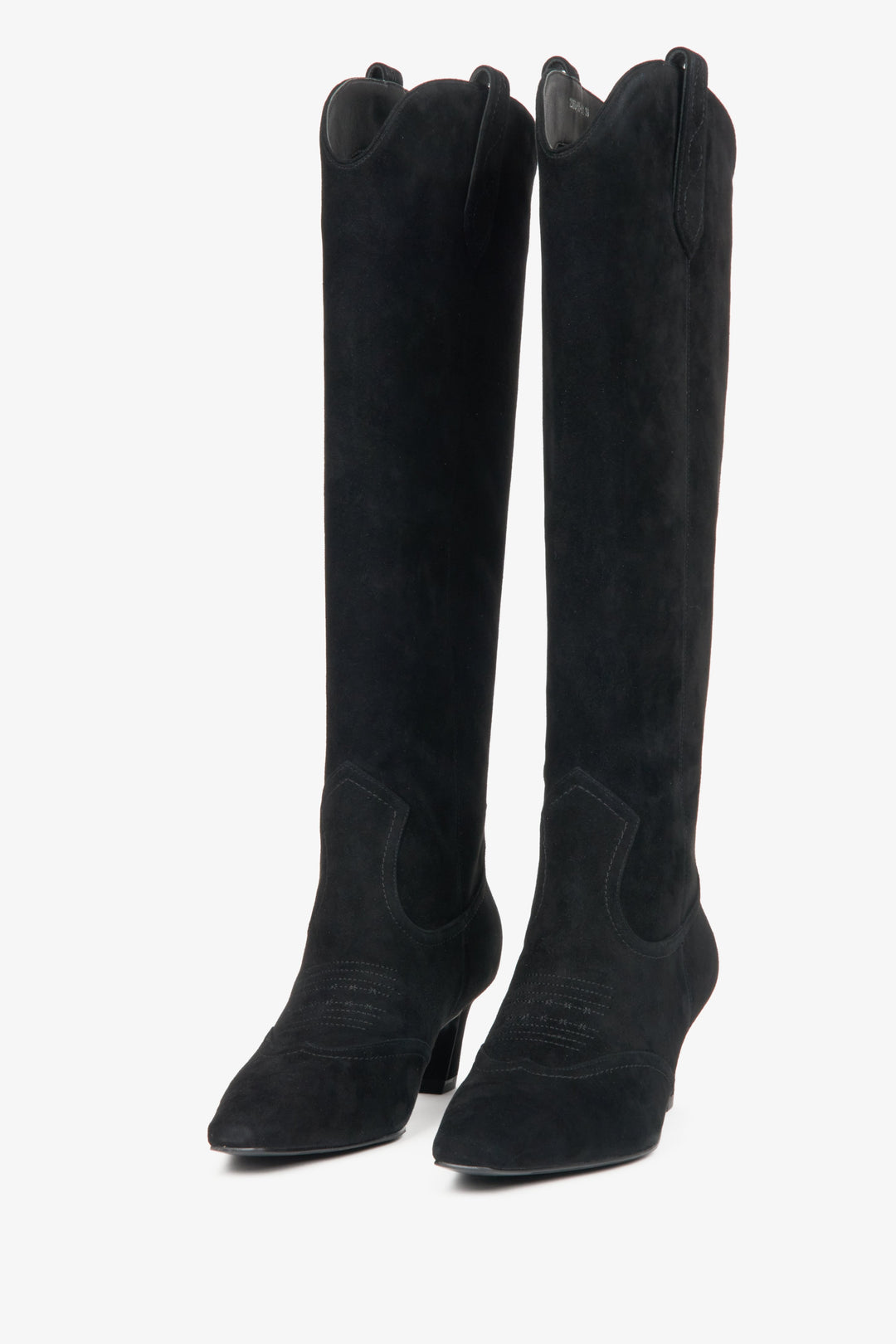 Stylische Herbst-/Frühlings-Cowboystiefel in Schwarz aus Naturvelours Estro ER00116168