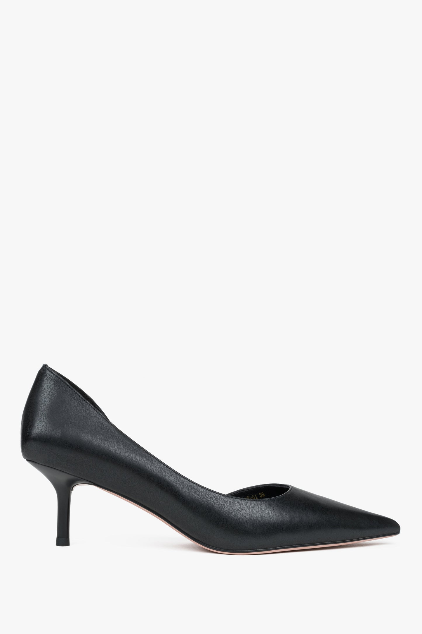 Klassische schwarze Schuhe mit niedrigem Absatz aus echtem Leder Estro ER00116979.