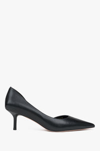 Klassische schwarze Schuhe mit niedrigem Absatz aus echtem Leder Estro ER00116979.