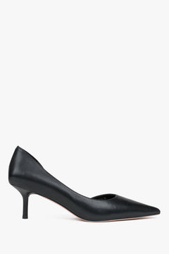 Klassische schwarze Schuhe mit niedrigem Absatz aus echtem Leder Estro ER00116979.