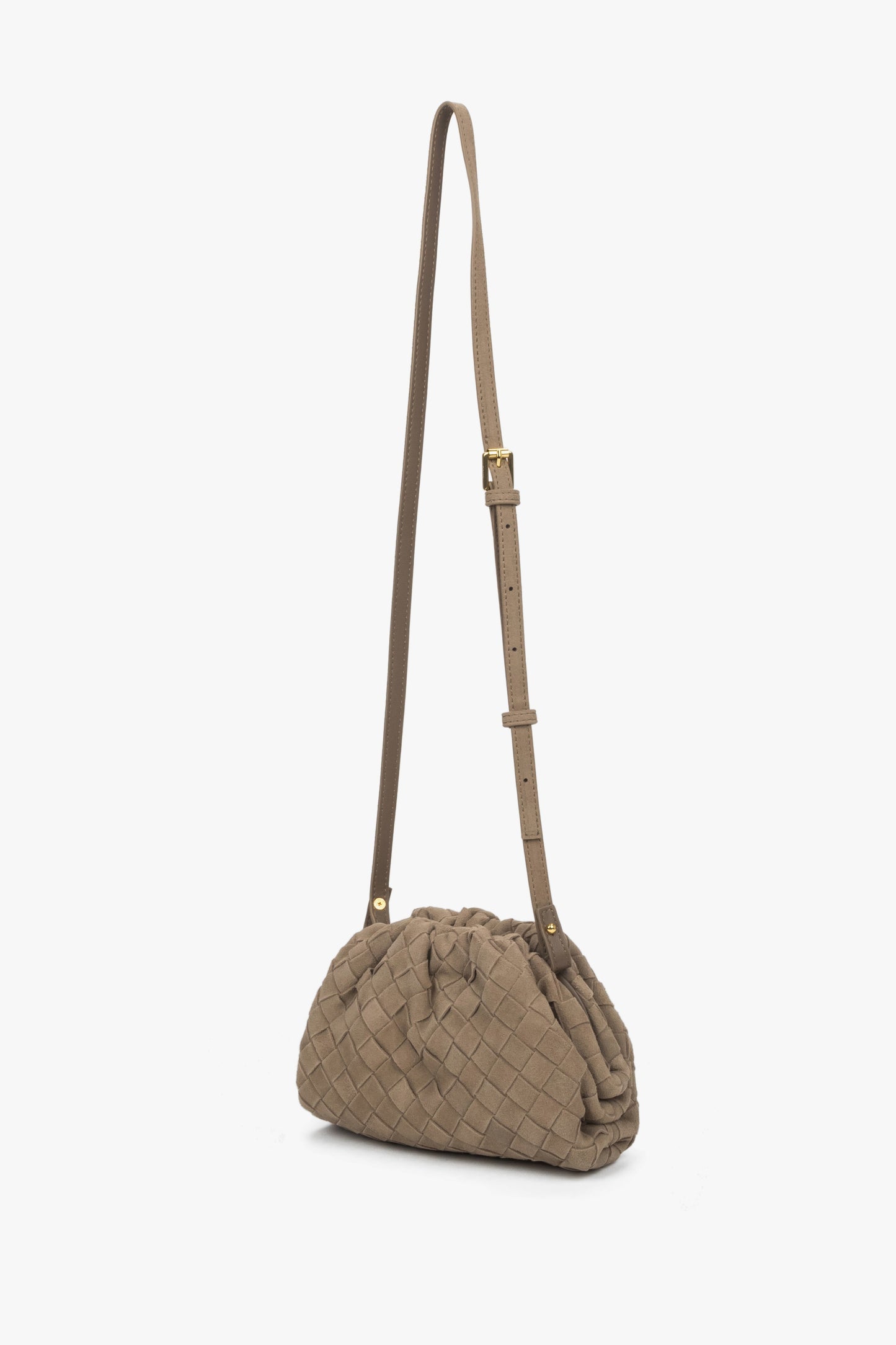 Estro kleine Damen-Tasche aus Natur-Velours in hellem Beige. 