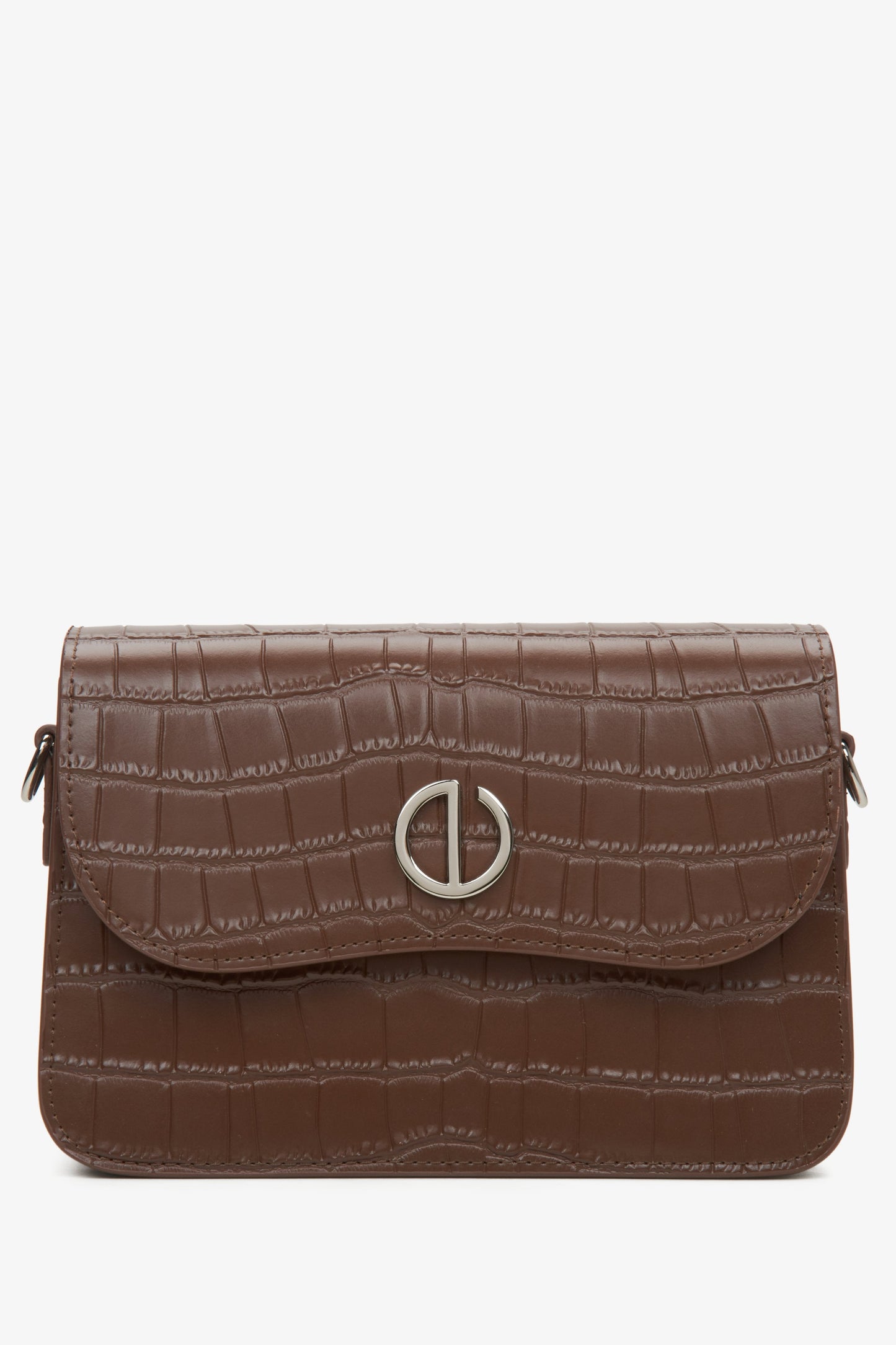 Kleine braune Damen-Handtasche aus echtem Leder mit Prägung Estro ER00115767.