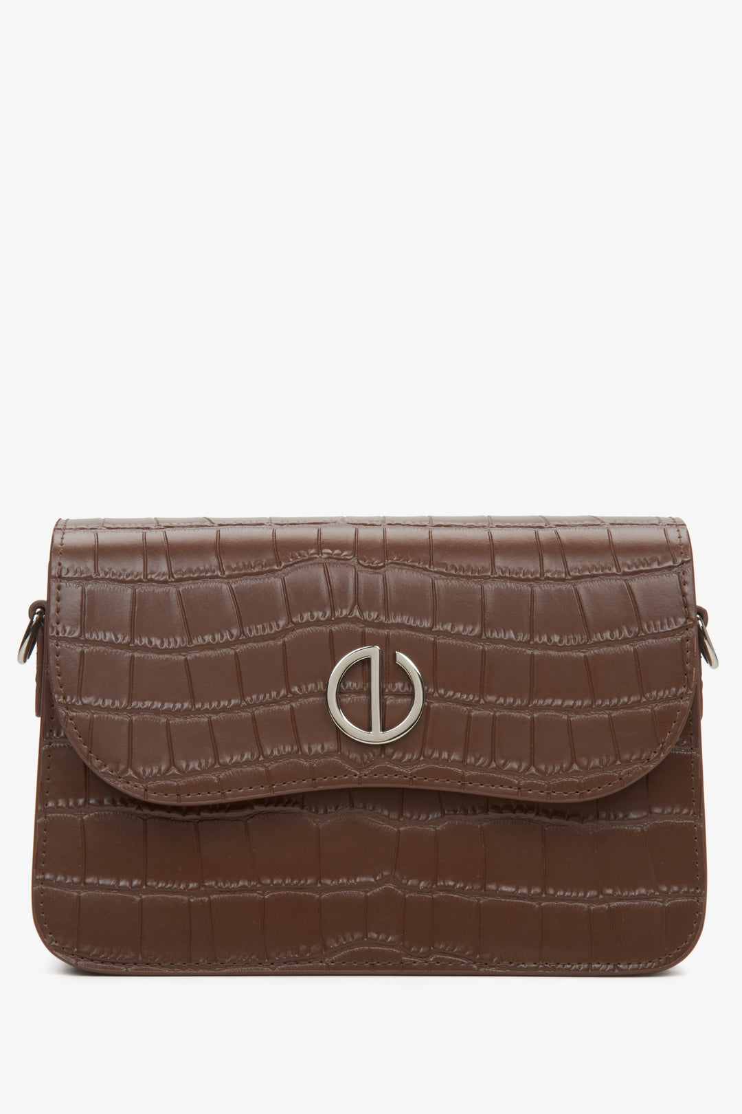 Kleine braune Damen-Handtasche aus echtem Leder mit Prägung Estro ER00115767.