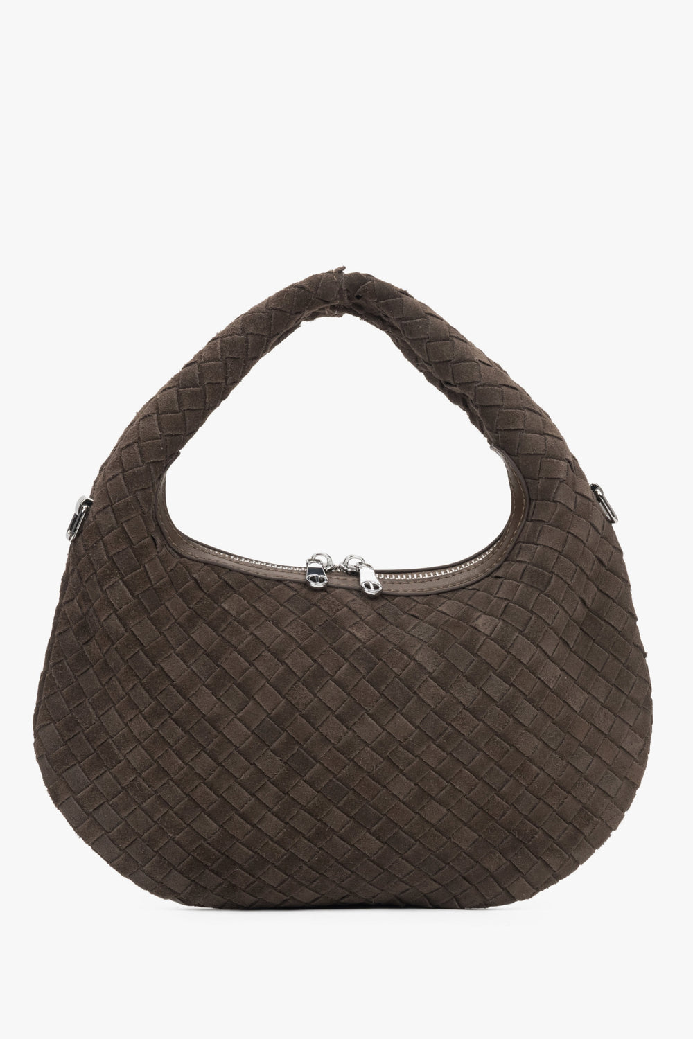 Kleine braune Damen-Handtasche aus echtem Velours Estro ER00116819.