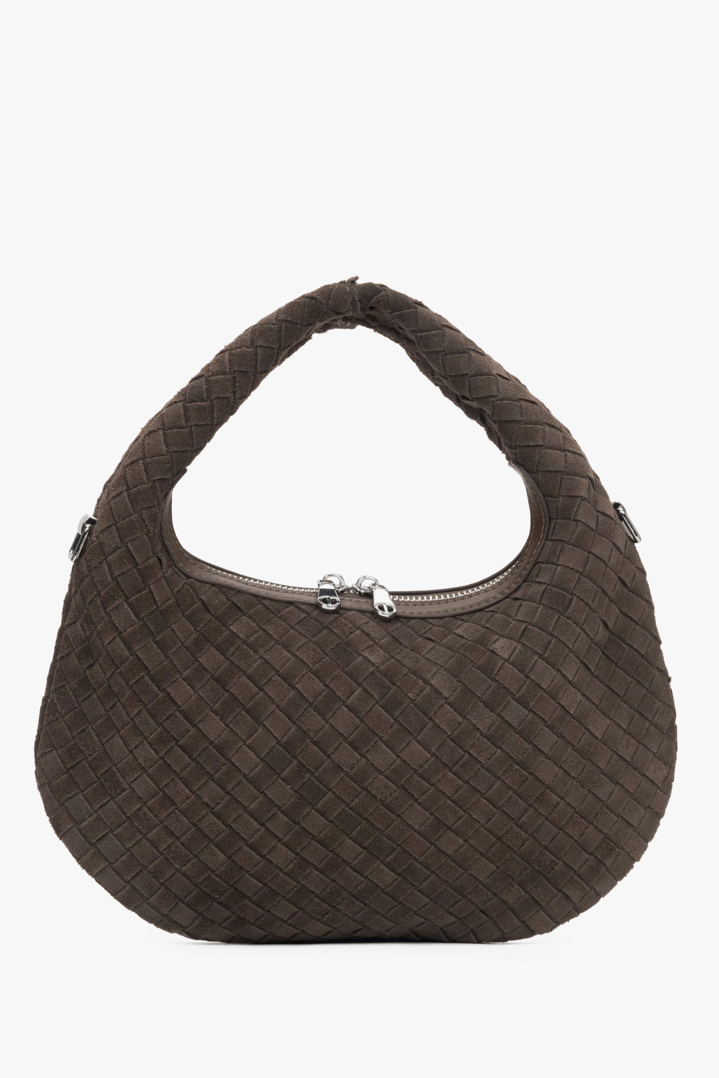 Kleine braune Damen-Handtasche aus echtem Velours Estro ER00116819.