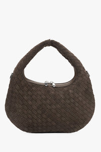 Kleine braune Damen-Handtasche aus echtem Velours Estro ER00116819.