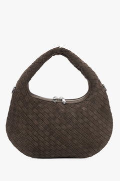 Kleine braune Damen-Handtasche aus echtem Velours Estro ER00116819.