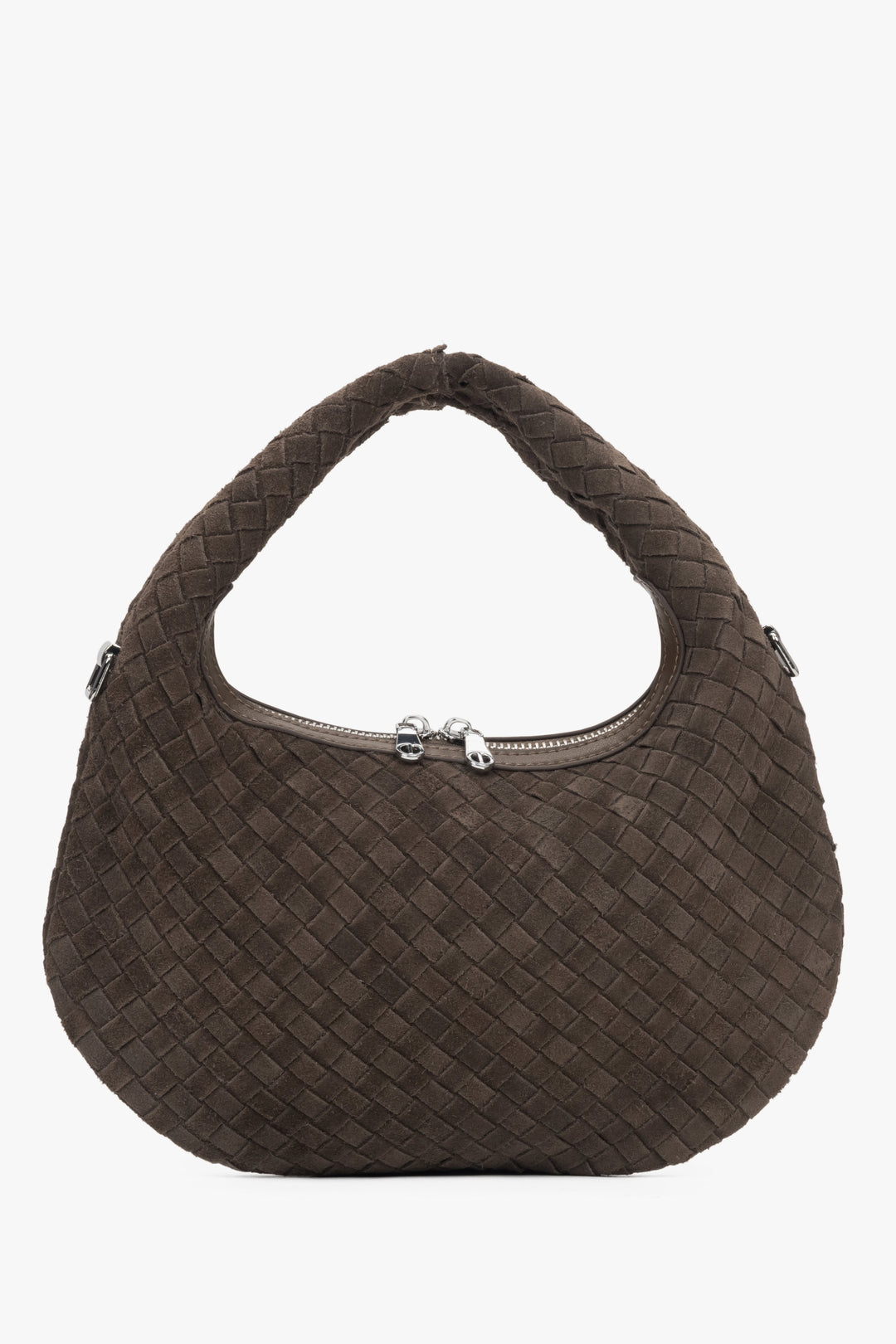 Kleine braune Damen-Handtasche aus echtem Velours Estro ER00116819.