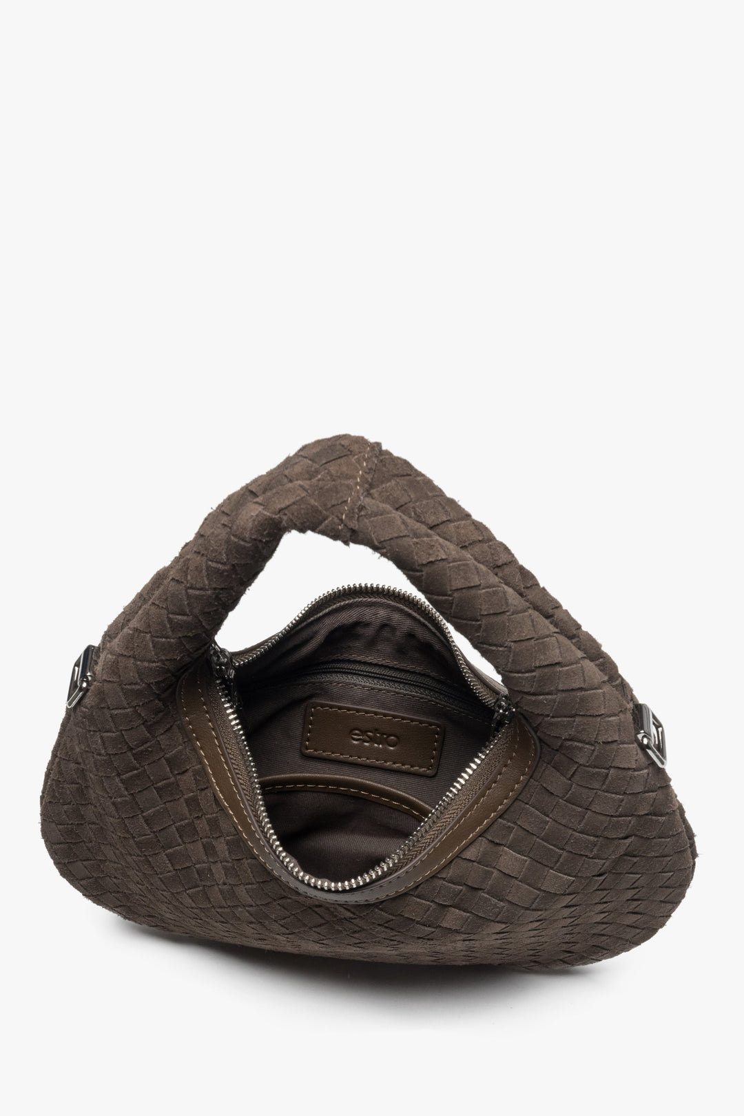 Kleine braune Damen-Handtasche aus echtem Velours Estro ER00116819