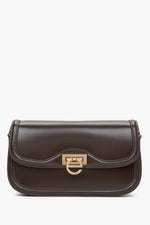 Kleine dunkelbraune Damen-Schultertasche mit edlen goldfarbenen Beschlägen Estro ER00115778.