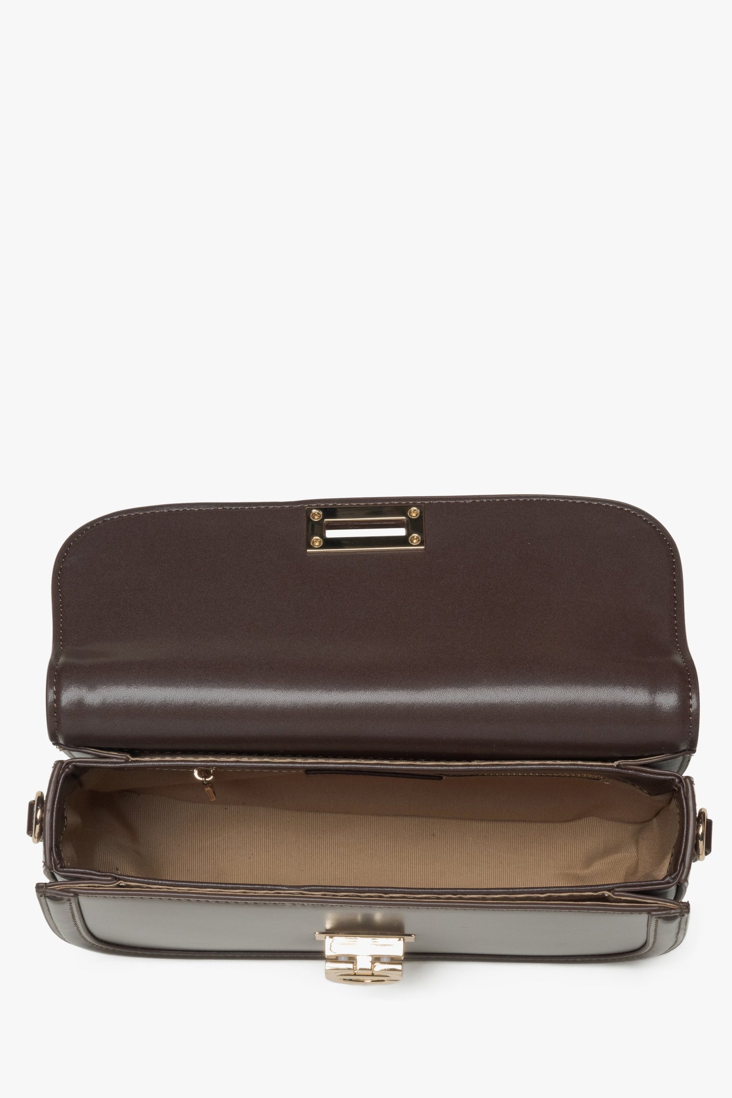 Kleine dunkelbraune Damen-Schultertasche mit edlen goldfarbenen Beschlägen Estro ER00115778