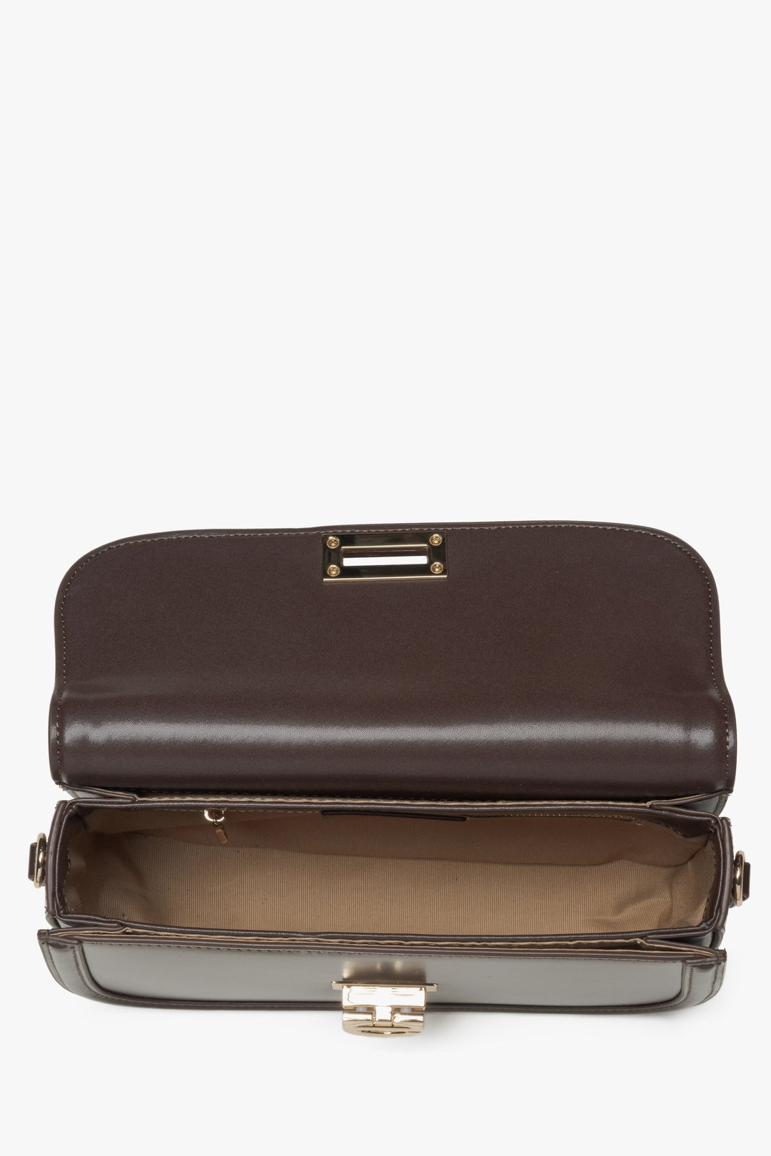 Kleine dunkelbraune Damen-Schultertasche mit edlen goldfarbenen Beschlägen Estro ER00115778