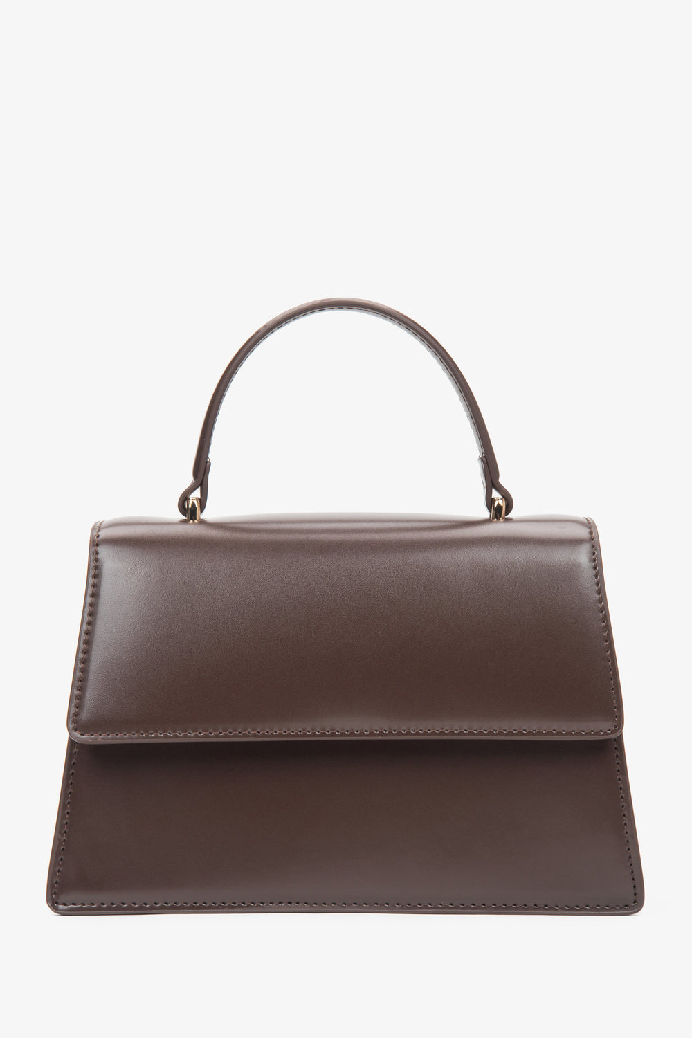 Kleine dunkelbraune Damen-Henkeltasche aus Echtleder Estro ER00116854.