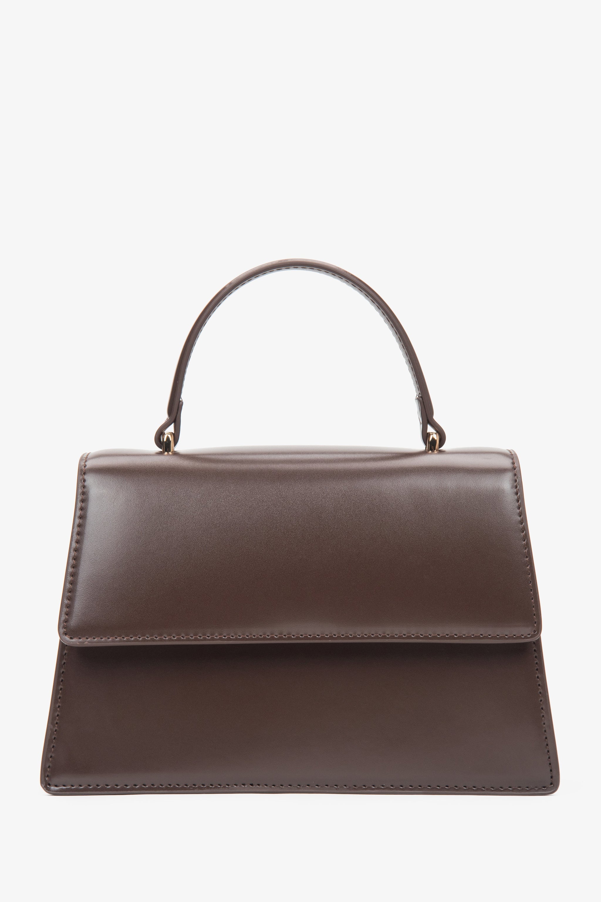 Kleine dunkelbraune Damen-Henkeltasche aus Echtleder Estro ER00116854.