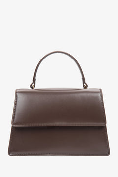 Kleine dunkelbraune Damen-Henkeltasche aus Echtleder Estro ER00116854.
