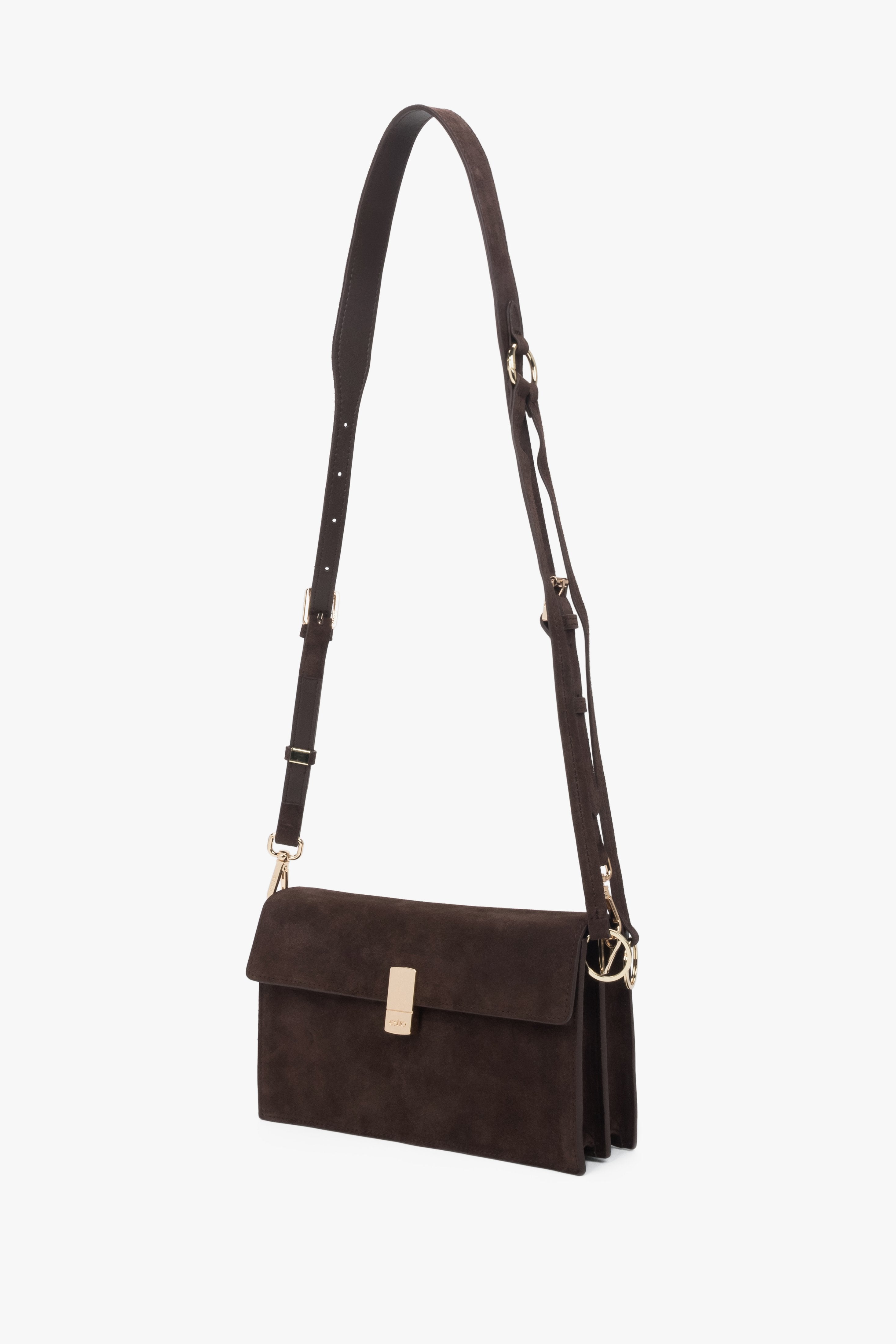 Ansicht der edlen Schultertasche mit langem Trageriemen, ideal als Crossbody-Bag.