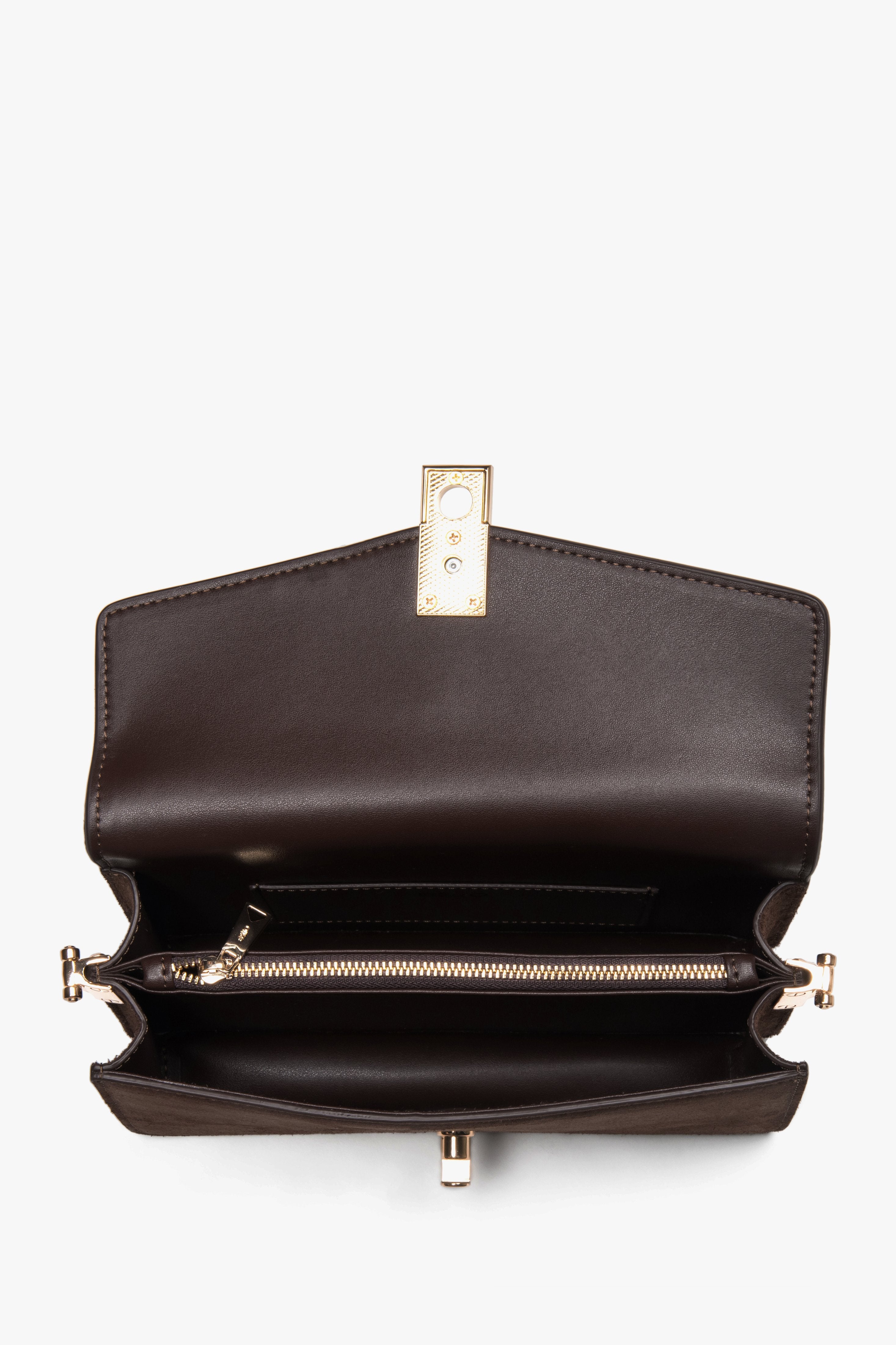 Hochwertige kleine Damen-Tasche in Dunkelbraun z weichem Griff. 