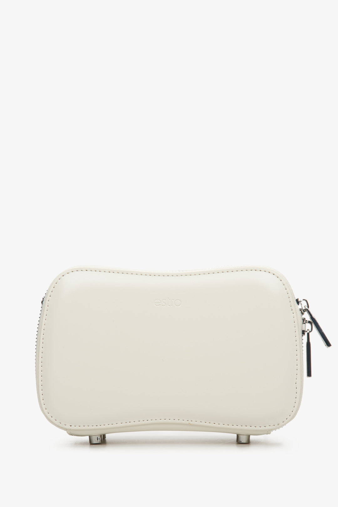 Damenhandtasche aus hellbeigem Echtleder von Estro – Rückseite.