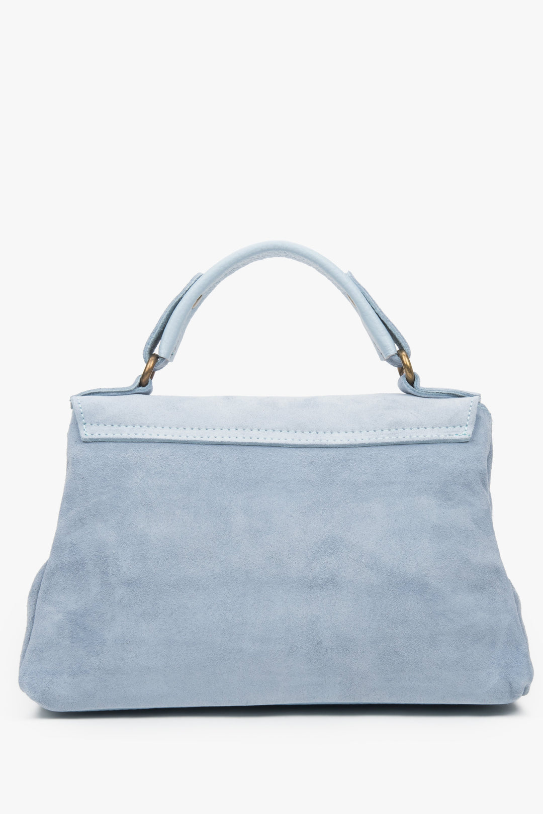 Kleine hellblaue Damen-Handtasche von Estro aus natürlichem Velours.