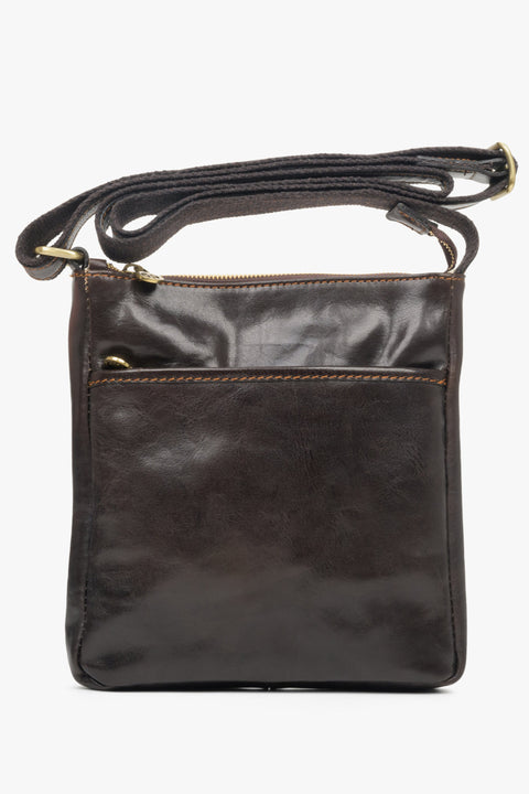 Kleine Herren-Schultertasche aus dunkelbraunem Echtleder Estro ER00103293.