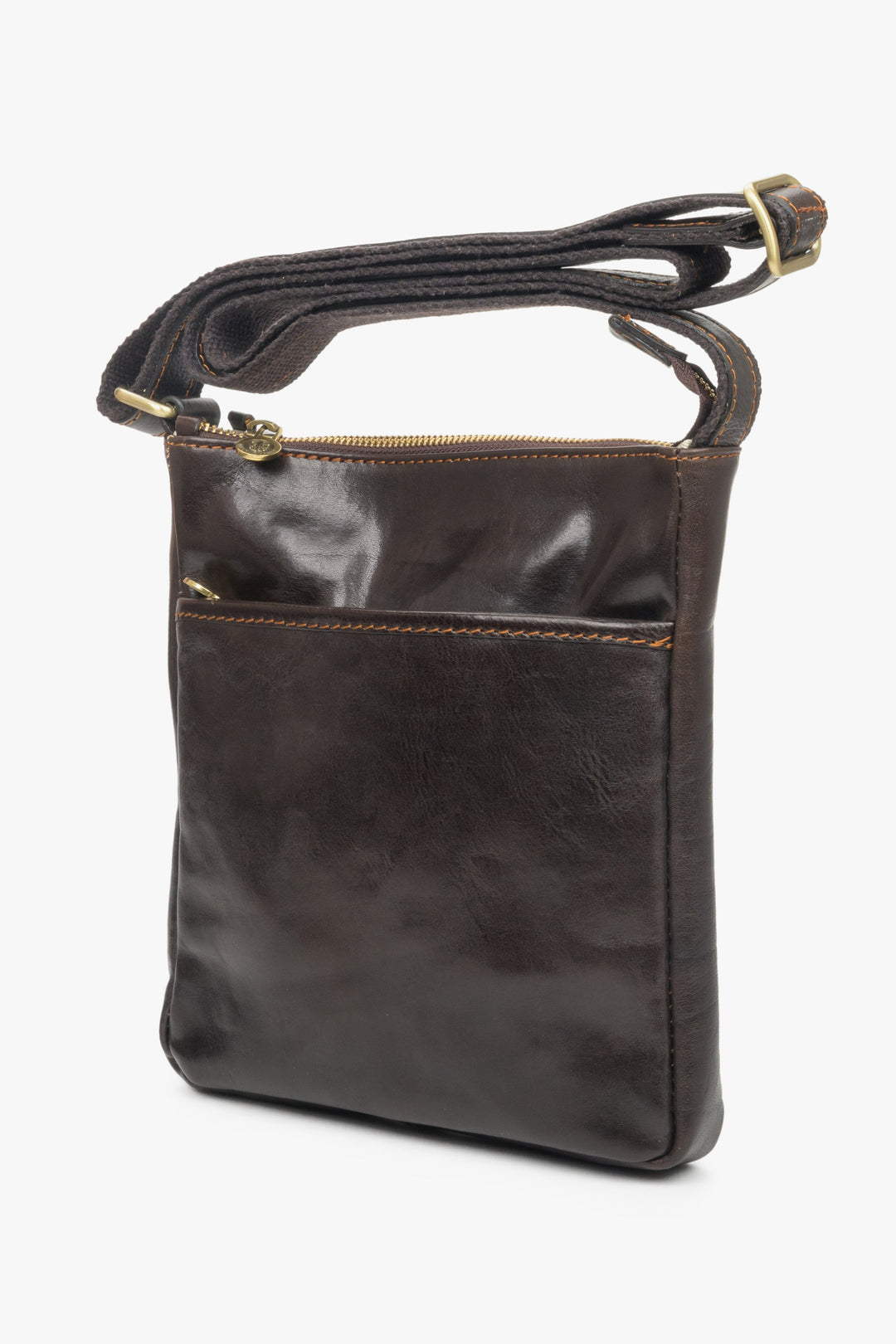 Herren-Tasche aus echtem braunem Leder – Seitenansicht.