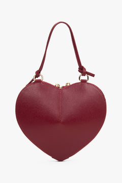 Rückwärtige cleane Ansicht der herzförmigen Schultertasche aus italienischem Echtleder