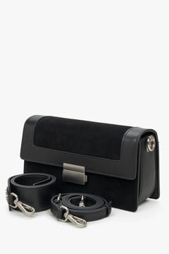 Schwarze Damenhandtasche aus Leder und Velours von Estro.