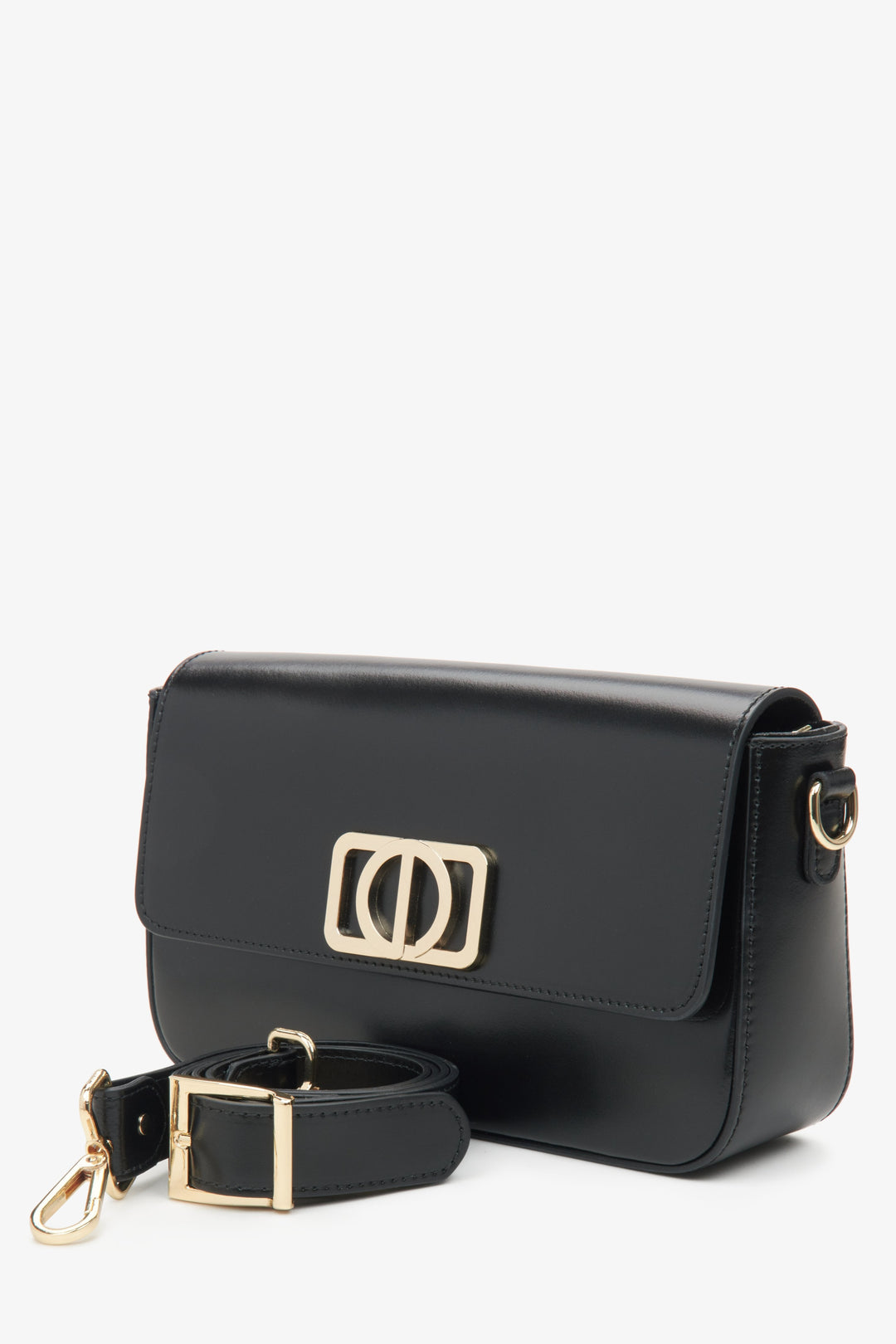 Schwarze kleine Baguette-Tasche für Damen.