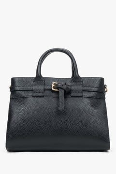 Rückansicht der kleinen schwarzen Damen-Henkeltasche aus italienischem Leder.
