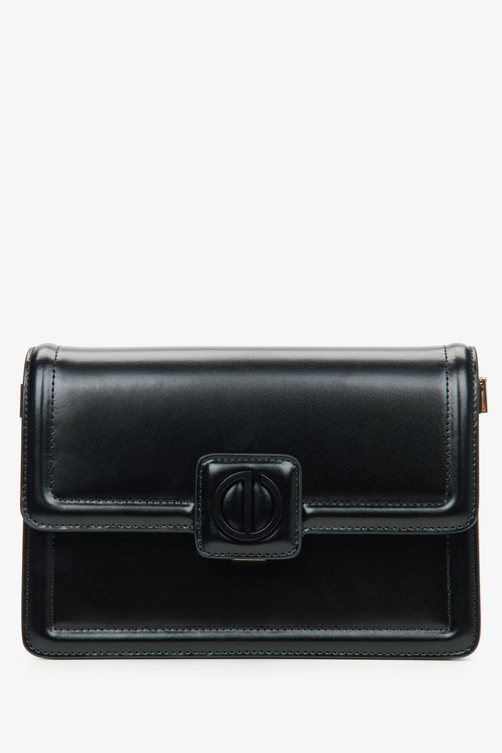 Kleine schwarze Damen-Schultertasche aus echtem Leder ER00115779.