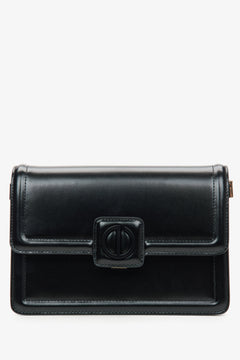 Kleine schwarze Damen-Schultertasche aus echtem Leder ER00115779.