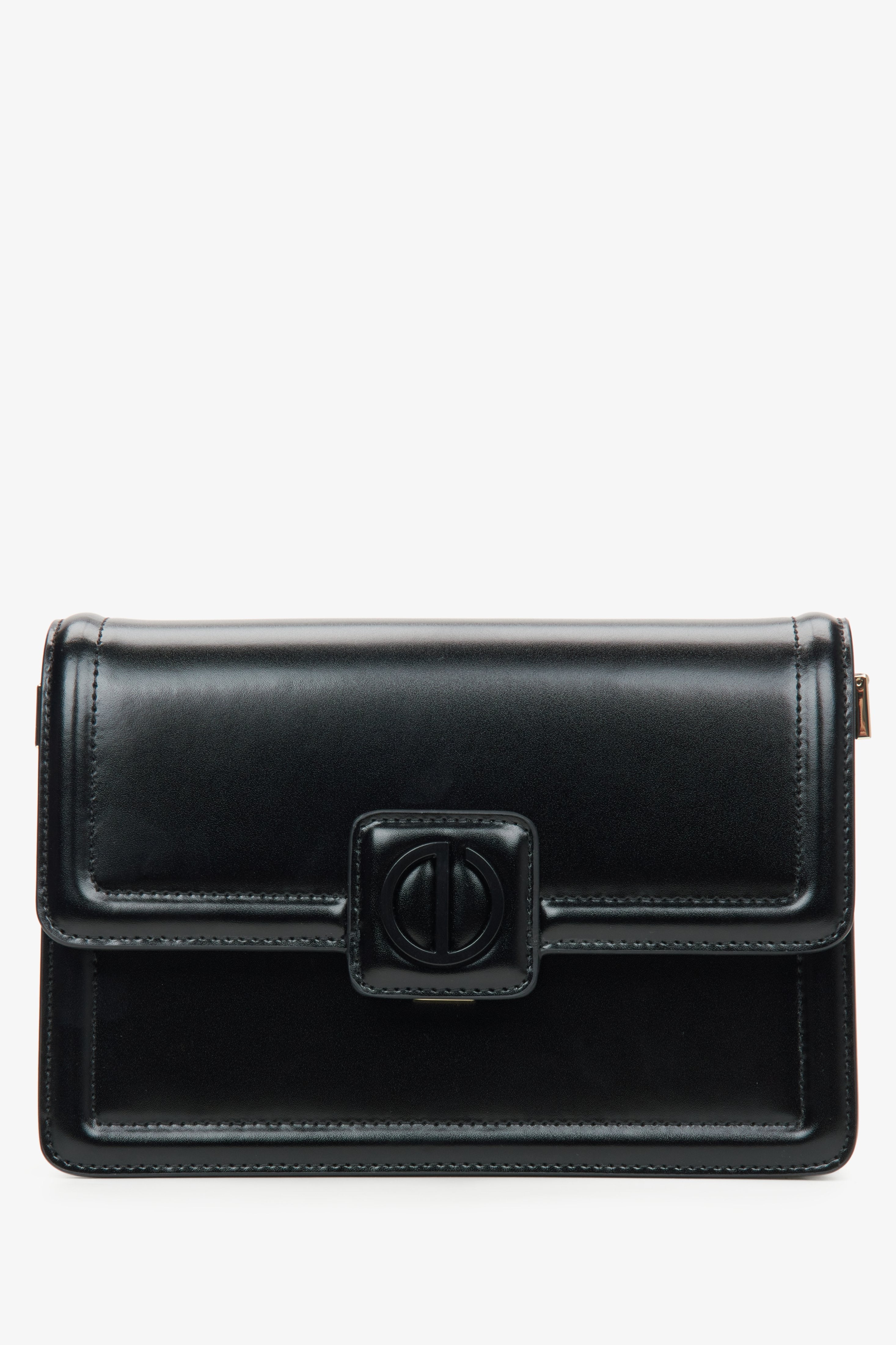 Kleine schwarze Damen-Schultertasche aus echtem Leder ER00115779.