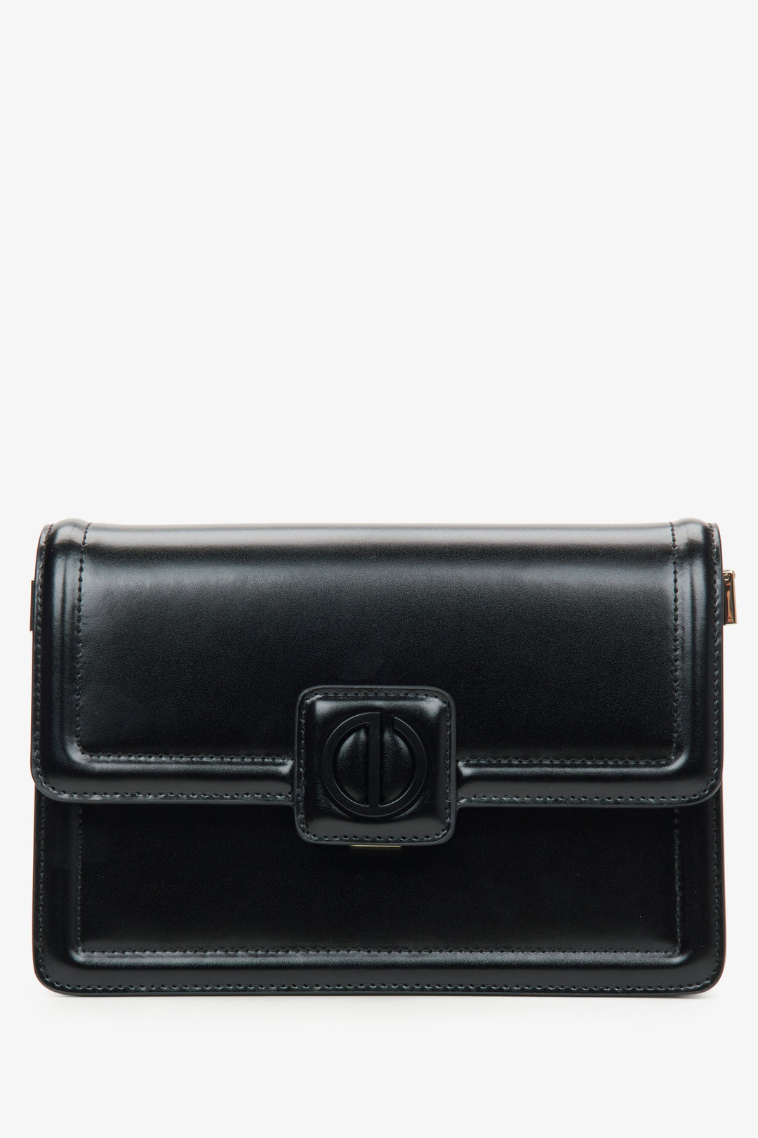 Kleine schwarze Damen-Schultertasche aus echtem Leder ER00115779.