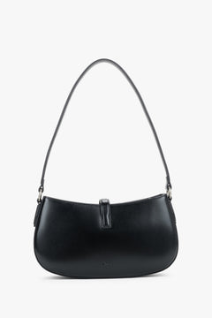 Rückansicht der kleinen schwarzen Damen-Ledertasche von Estro