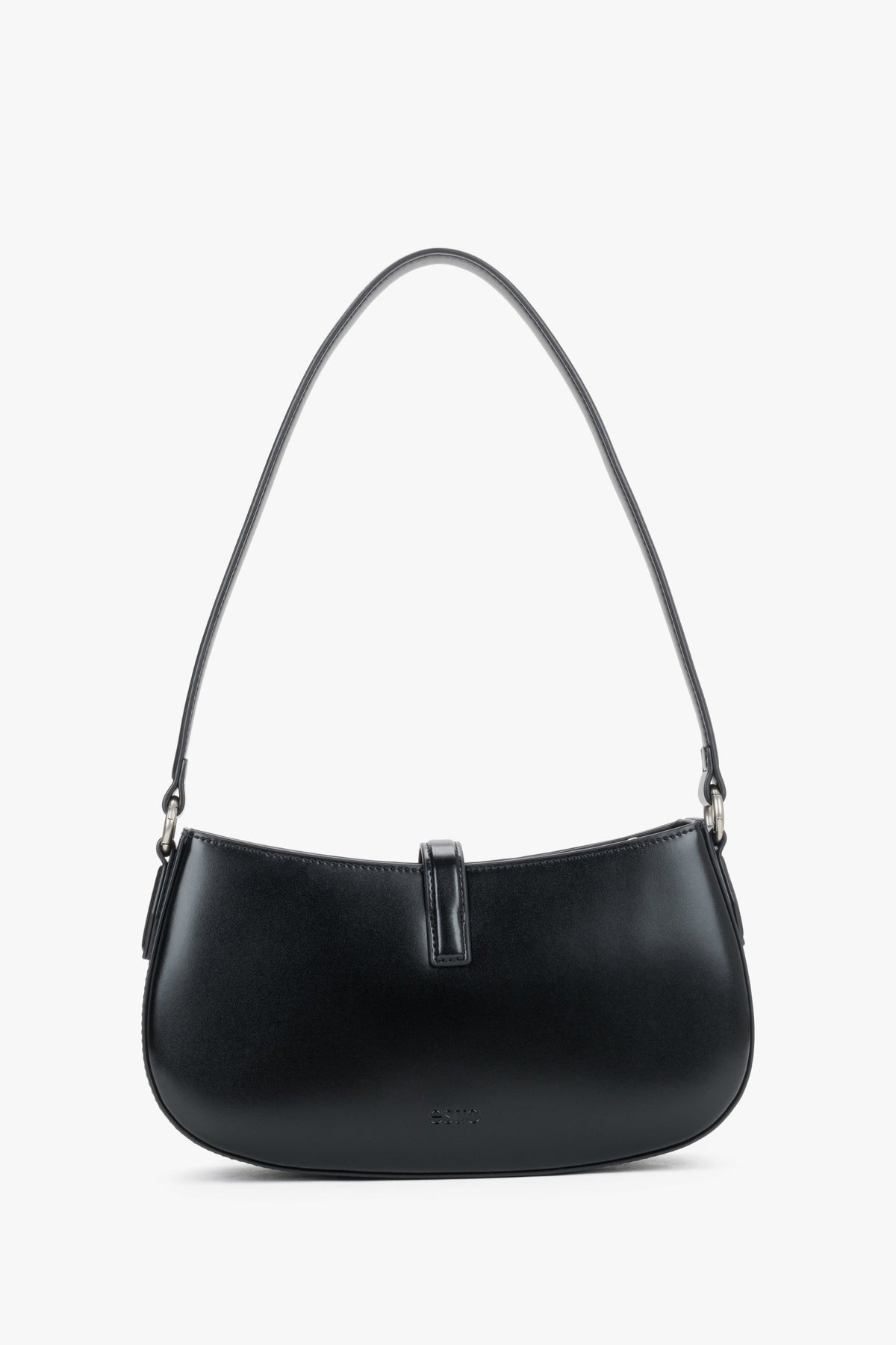 Rückansicht der kleinen schwarzen Damen-Ledertasche von Estro
