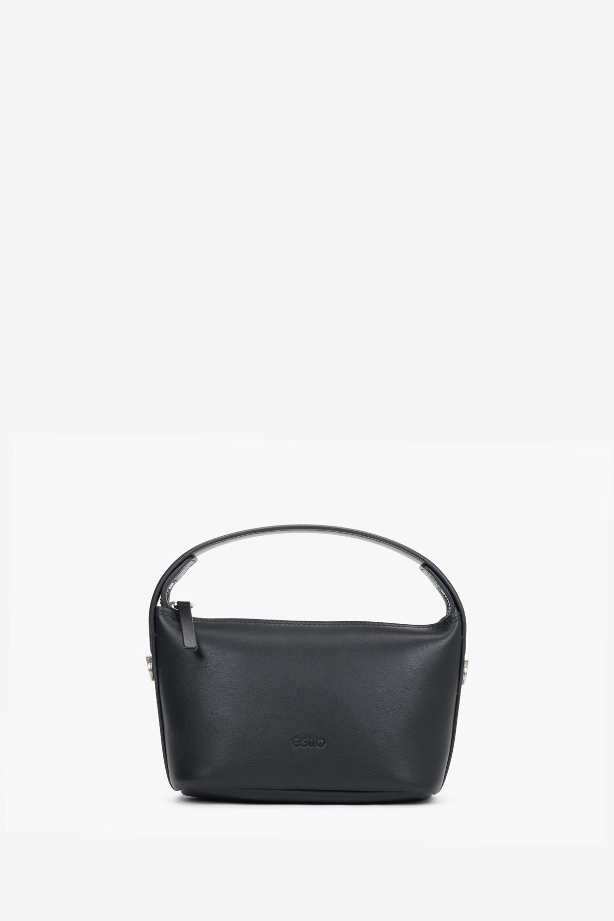Rückansicht der kleinen schwarzen Damen-Schultertasche mit formstabilem Tragegriff