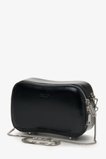 Kleine schwarze Damen-Schultertasche mit silberner Kette Estro ER00114349.