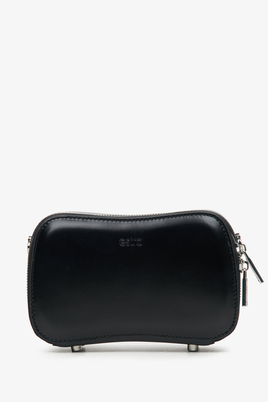 Kleine Damenhandtasche aus echtem schwarzen Leder von Estro.