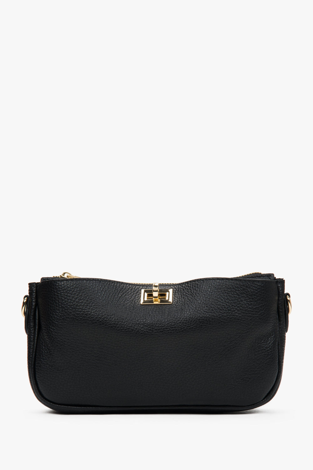 Kleine schwarze italienische Leder-Umhängetasche für Damen Estro ER00117429.
