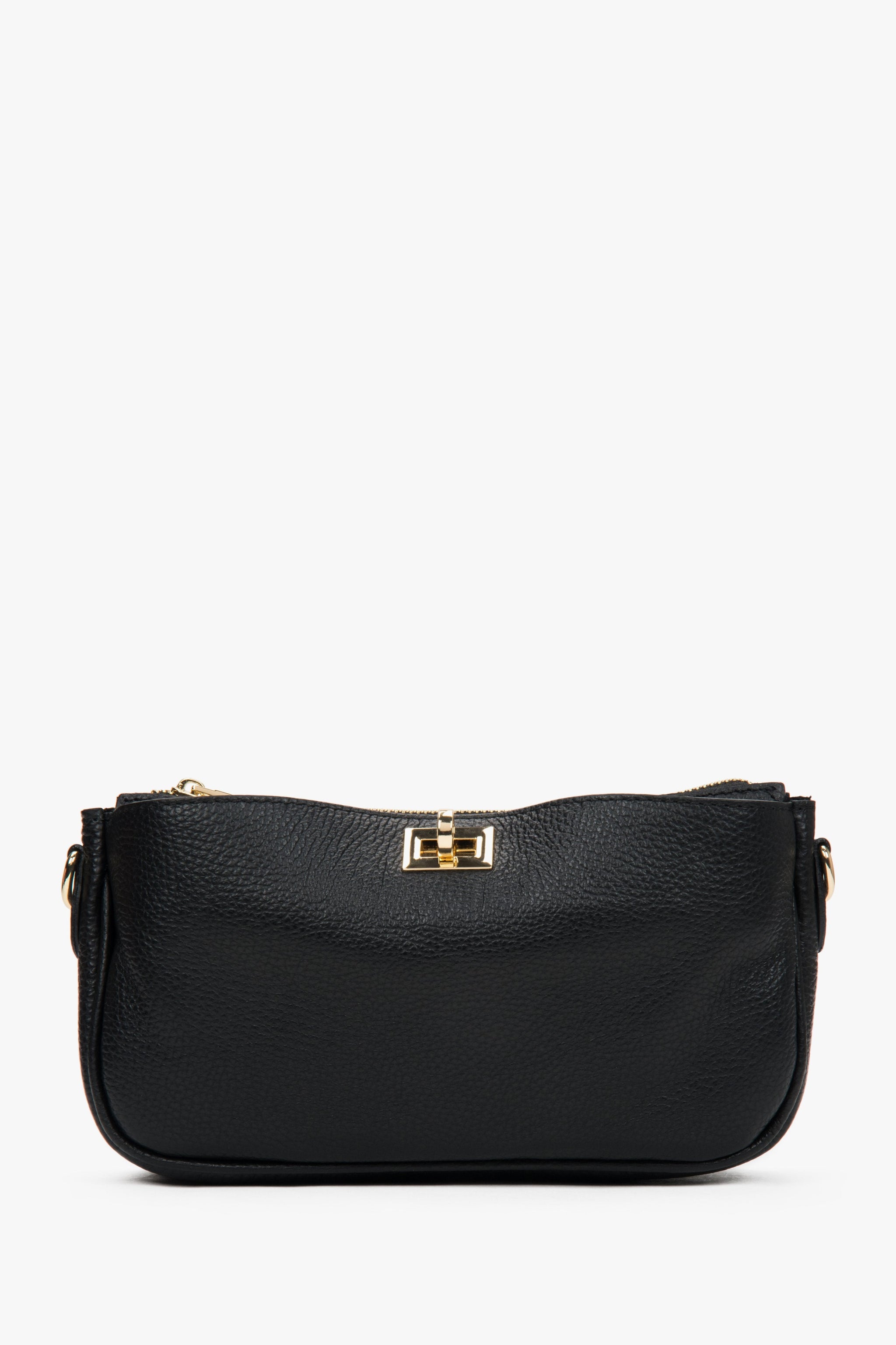 Kleine schwarze italienische Leder-Umhängetasche für Damen Estro ER00117429.