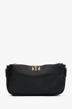 Kleine schwarze italienische Leder-Umhängetasche für Damen Estro ER00117429.