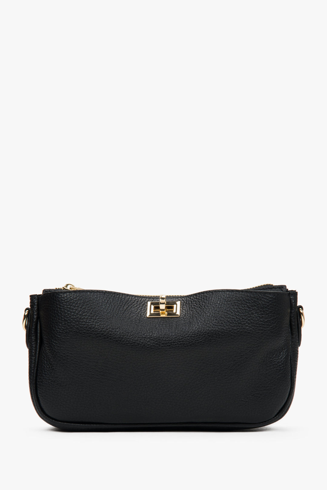 Kleine schwarze italienische Leder-Umhängetasche für Damen Estro ER00117429.