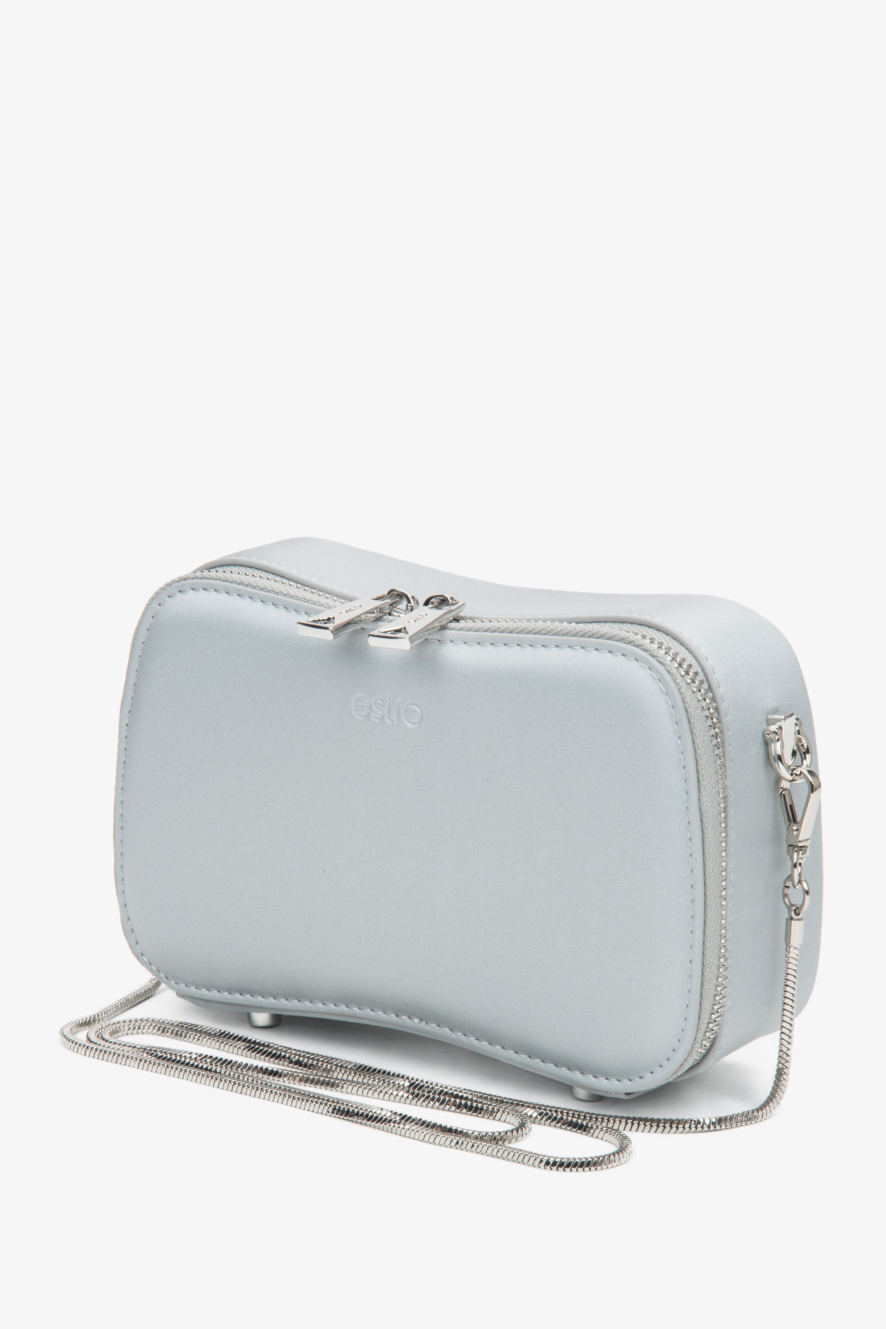 Kleine silberne Damen-Schultertasche mit Kette Estro ER00116810.
