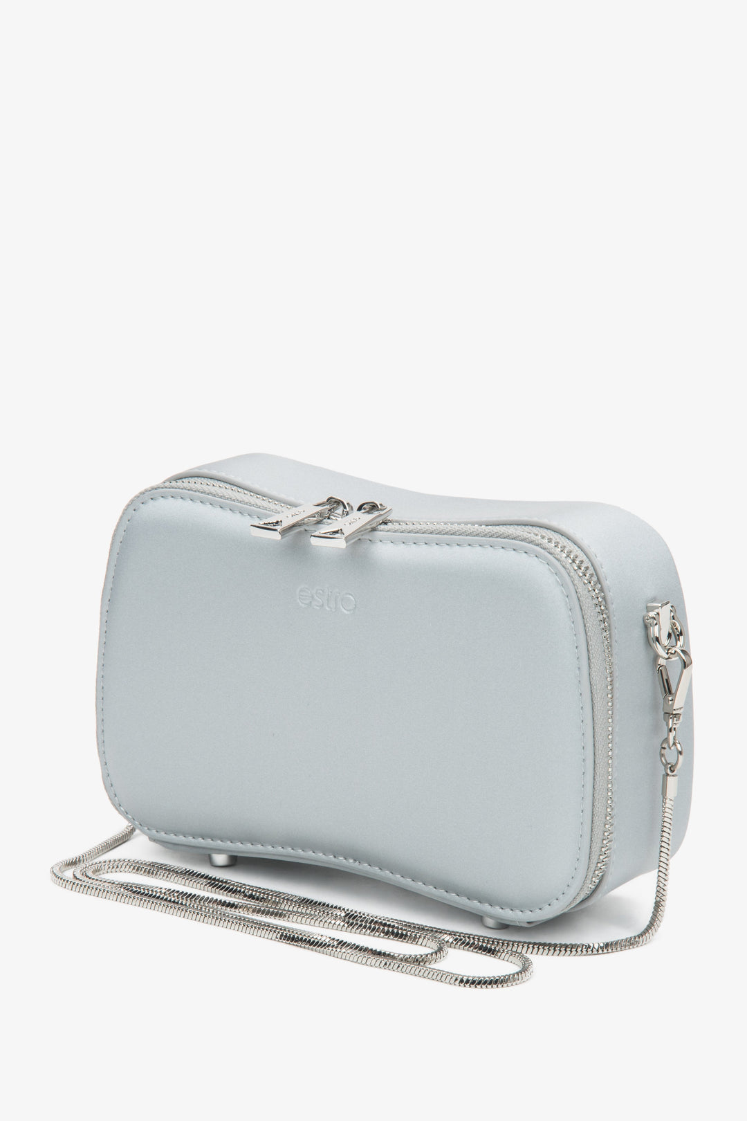 Kleine silberne Damen-Schultertasche mit Kette Estro ER00116810.