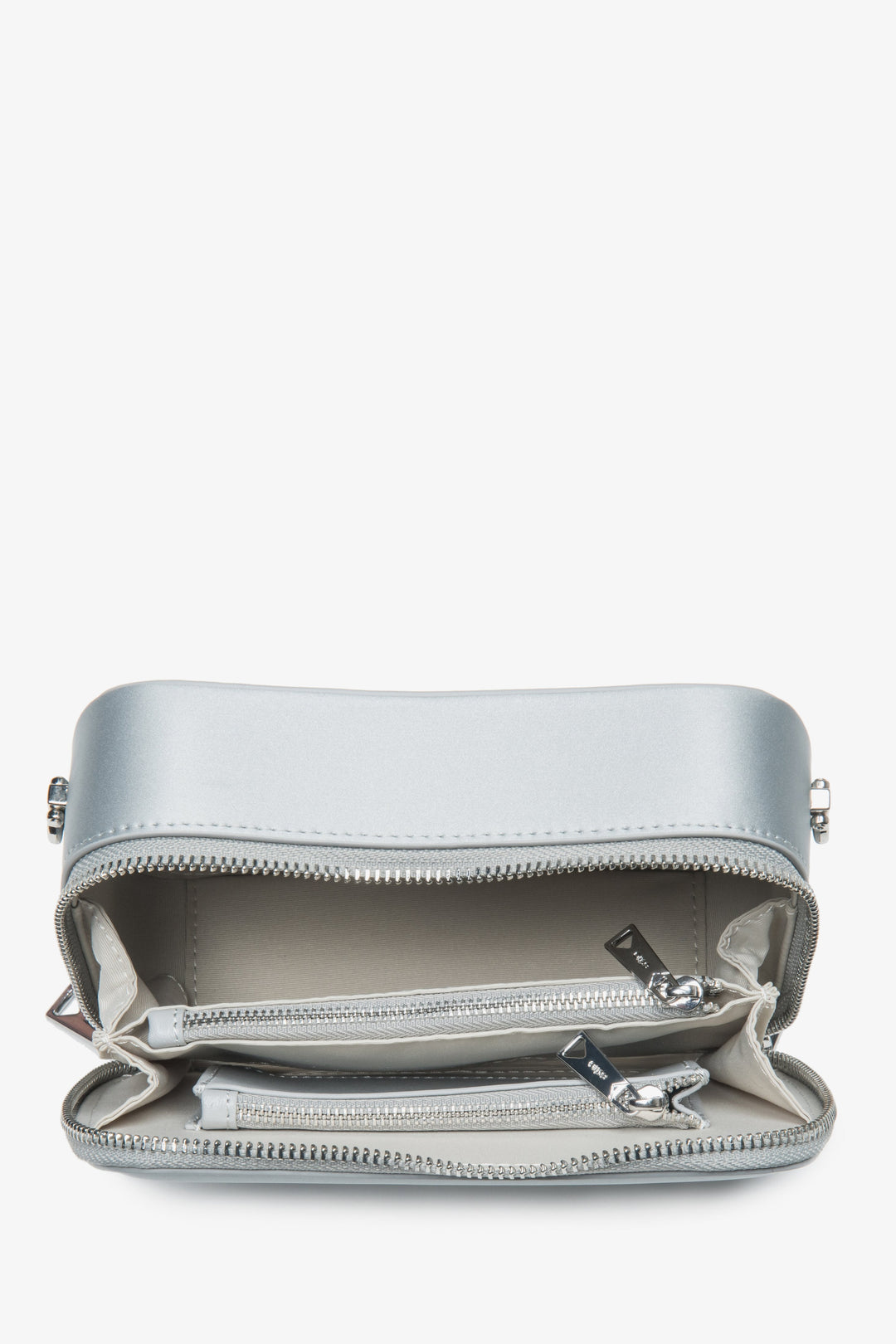 Kleine silberne Damen-Schultertasche mit Kette Estro ER00116810